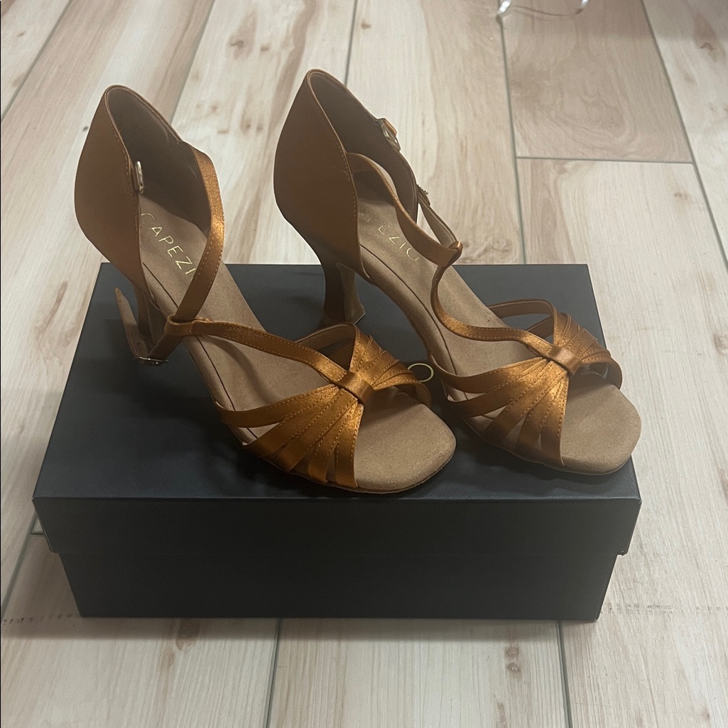 Capezio Copper Satin Strappy Dance Heels